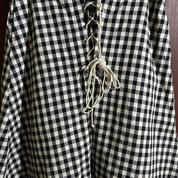 NWOT Eva Franco x Anthropologie Gingham Lace-Up Midi Skirt Black, White Size M - Picture 7 of 16